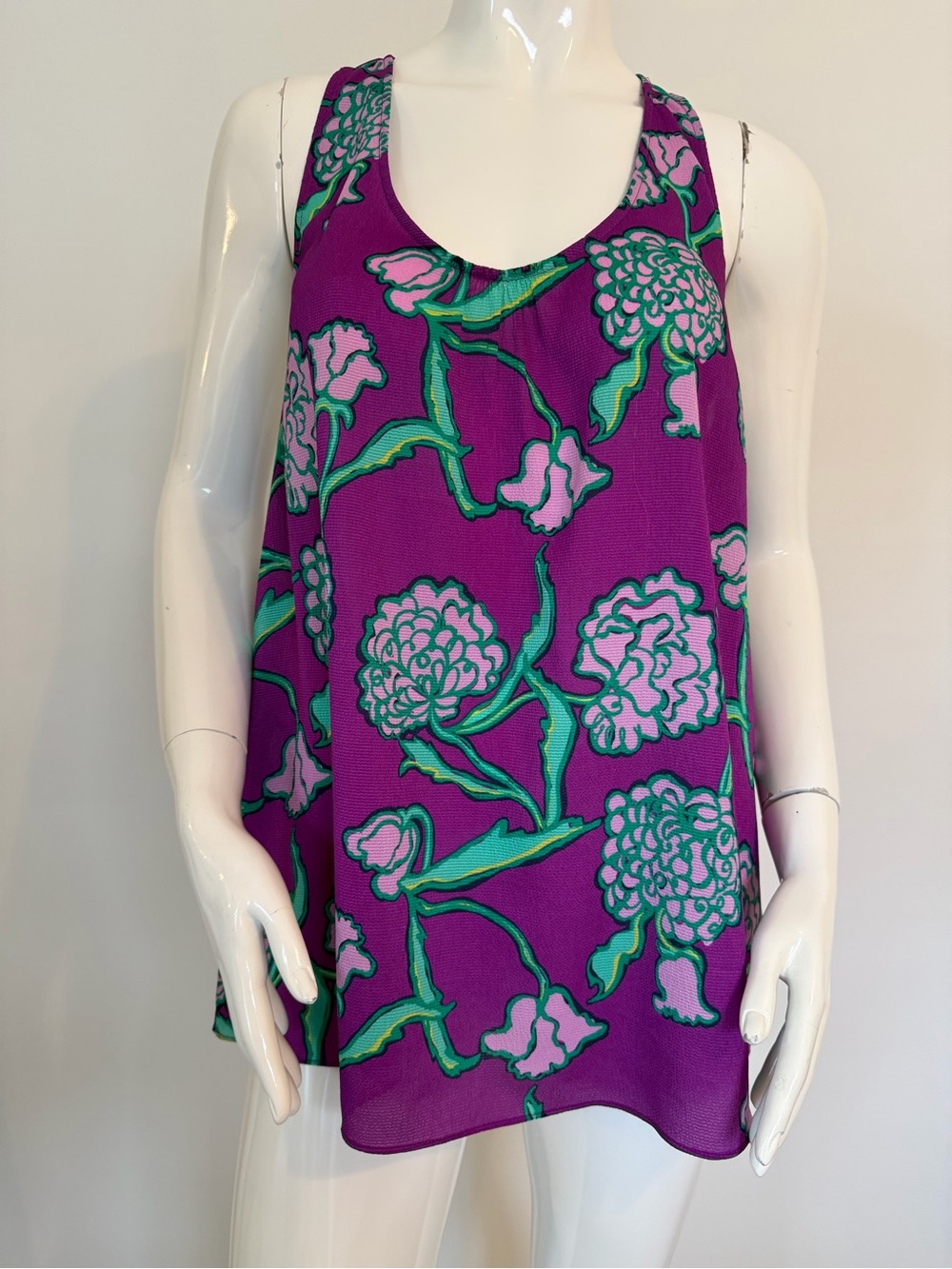 Lilly Pulitzer Devaney Hollyhock Ruffled Tank size L